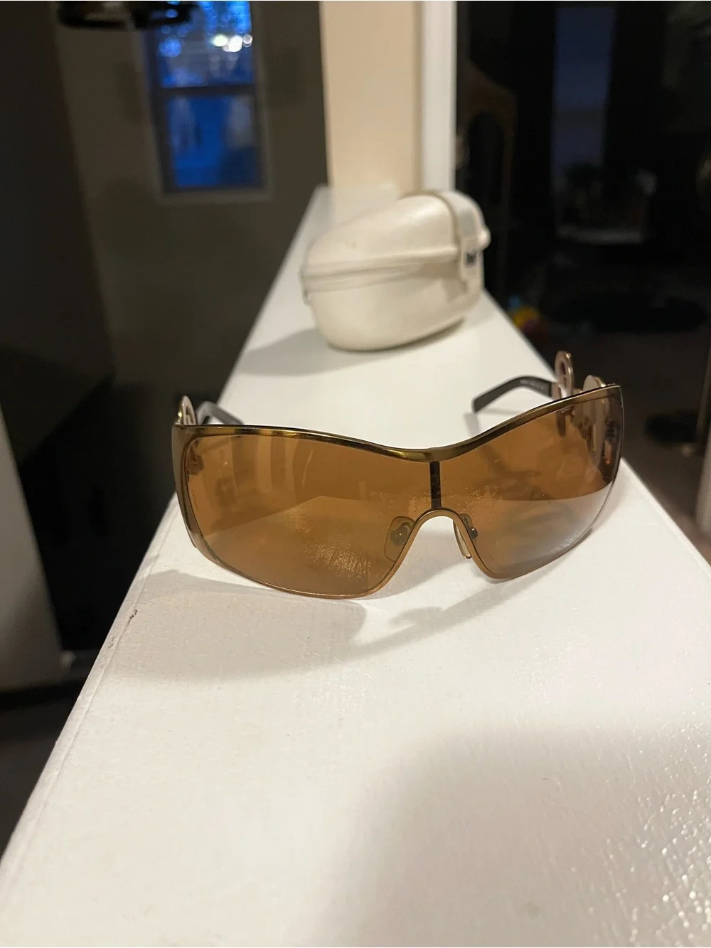 D&G Men’s Gold-Tone Frame Sunglasses with Amber Lenses